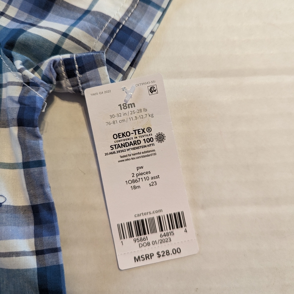 Carter's Little Boys 2 Piece Summer Short Set Brand New With Tags 18 Mon… - Picture 6 of 6